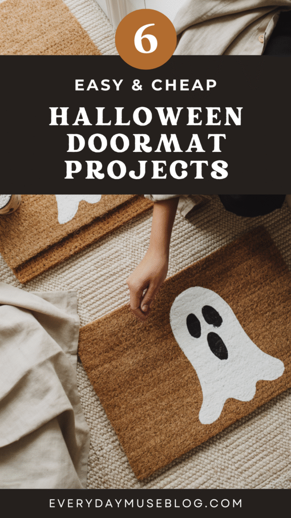 6 Easy and Cheap Halloween Doormat Projects with Ghost Design - EveryDayMuseBlog.com.
