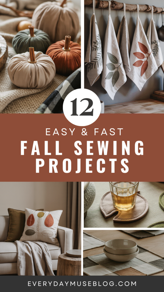 12 Easy & Fast Fall Sewing Projects: DIY decor ideas with pumpkins, towels, and more from EverydayMuseBlog.com.