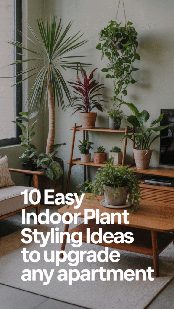Indoor plants and decor in modern apartment, showcasing styling ideas for upgrading any living space.