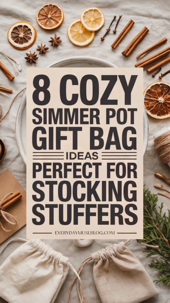 8 Cozy Simmer Pot Gift Bag Ideas for Stocking Stuffers with Dried Citrus, Cinnamon, and Star Anise.