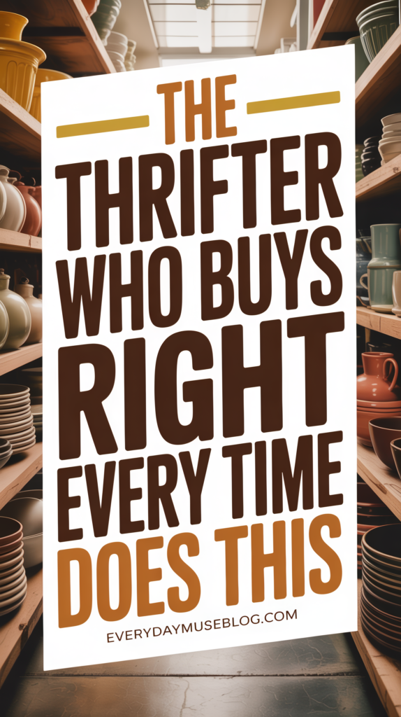 thrift-store-finds-for-your-home2 Optimized thrift shopping tips with shelves of colorful pottery and kitchenware.
